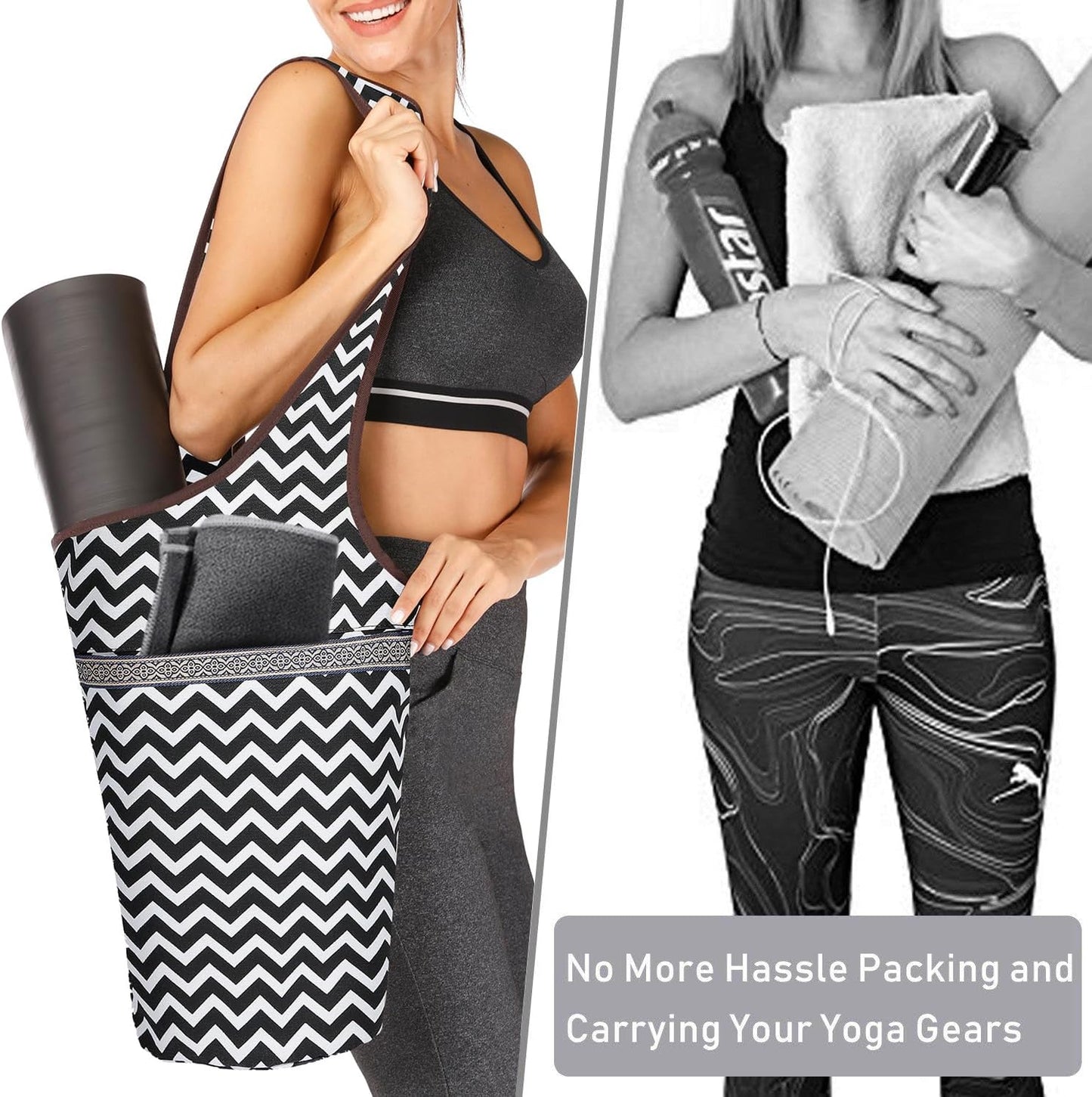 Canvas Yoga Mat Bag Fits Most Mats Yoga Bag with Large Storage Pockets to Hold More Accessories Ideal for Pilates Workout Gifts & Travel