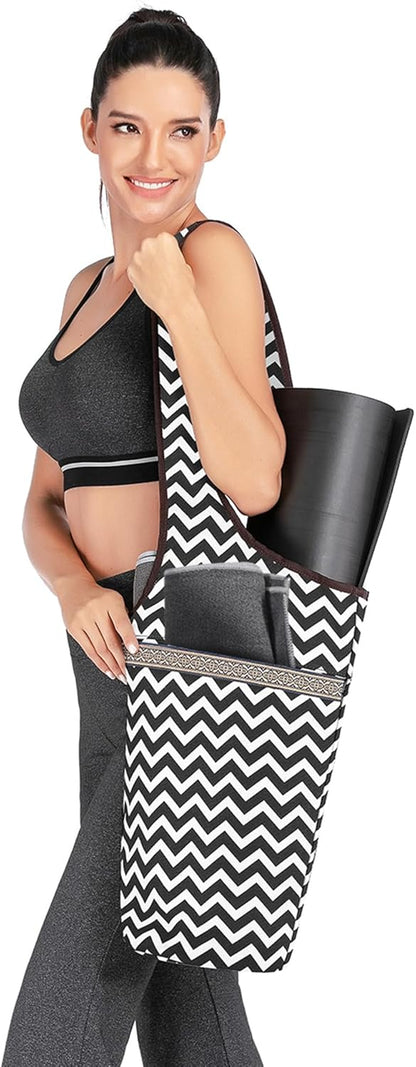 Canvas Yoga Mat Bag Fits Most Mats Yoga Bag with Large Storage Pockets to Hold More Accessories Ideal for Pilates Workout Gifts & Travel