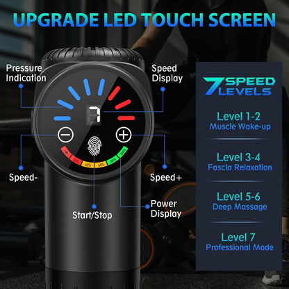 Massage Gun, Deep Tissue Back Massage for Athletes for Pain Relief, Percussion Massager with 10 Massages Heads & Silent Brushless Motor, Relaxation Gifts for Men Women, Black