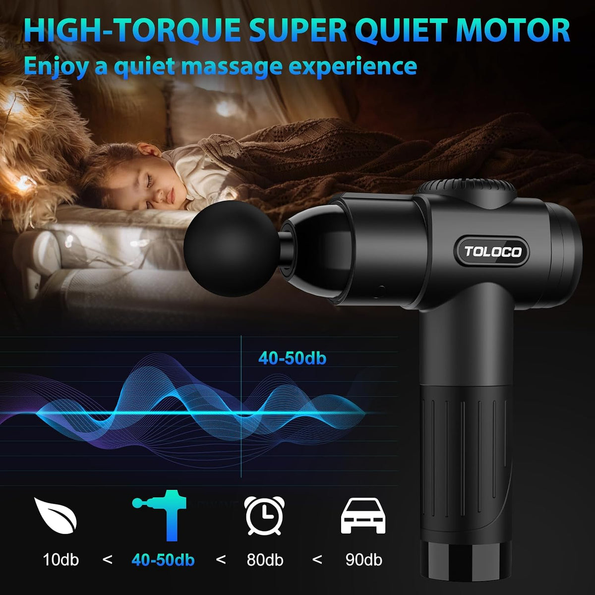 Massage Gun, Deep Tissue Back Massage for Athletes for Pain Relief, Percussion Massager with 10 Massages Heads & Silent Brushless Motor, Relaxation Gifts for Men Women, Black
