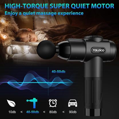 Massage Gun, Deep Tissue Back Massage for Athletes for Pain Relief, Percussion Massager with 10 Massages Heads & Silent Brushless Motor, Relaxation Gifts for Men Women, Black