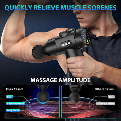 Massage Gun, Deep Tissue Back Massage for Athletes for Pain Relief, Percussion Massager with 10 Massages Heads & Silent Brushless Motor, Relaxation Gifts for Men Women, Black