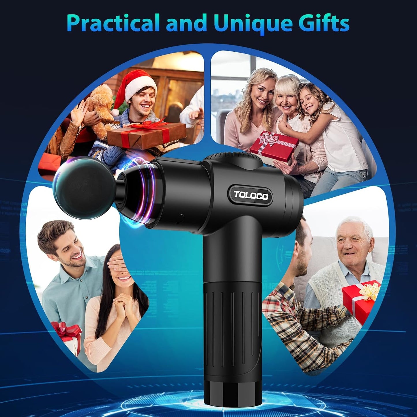 Massage Gun, Deep Tissue Back Massage for Athletes for Pain Relief, Percussion Massager with 10 Massages Heads & Silent Brushless Motor, Relaxation Gifts for Men Women, Black