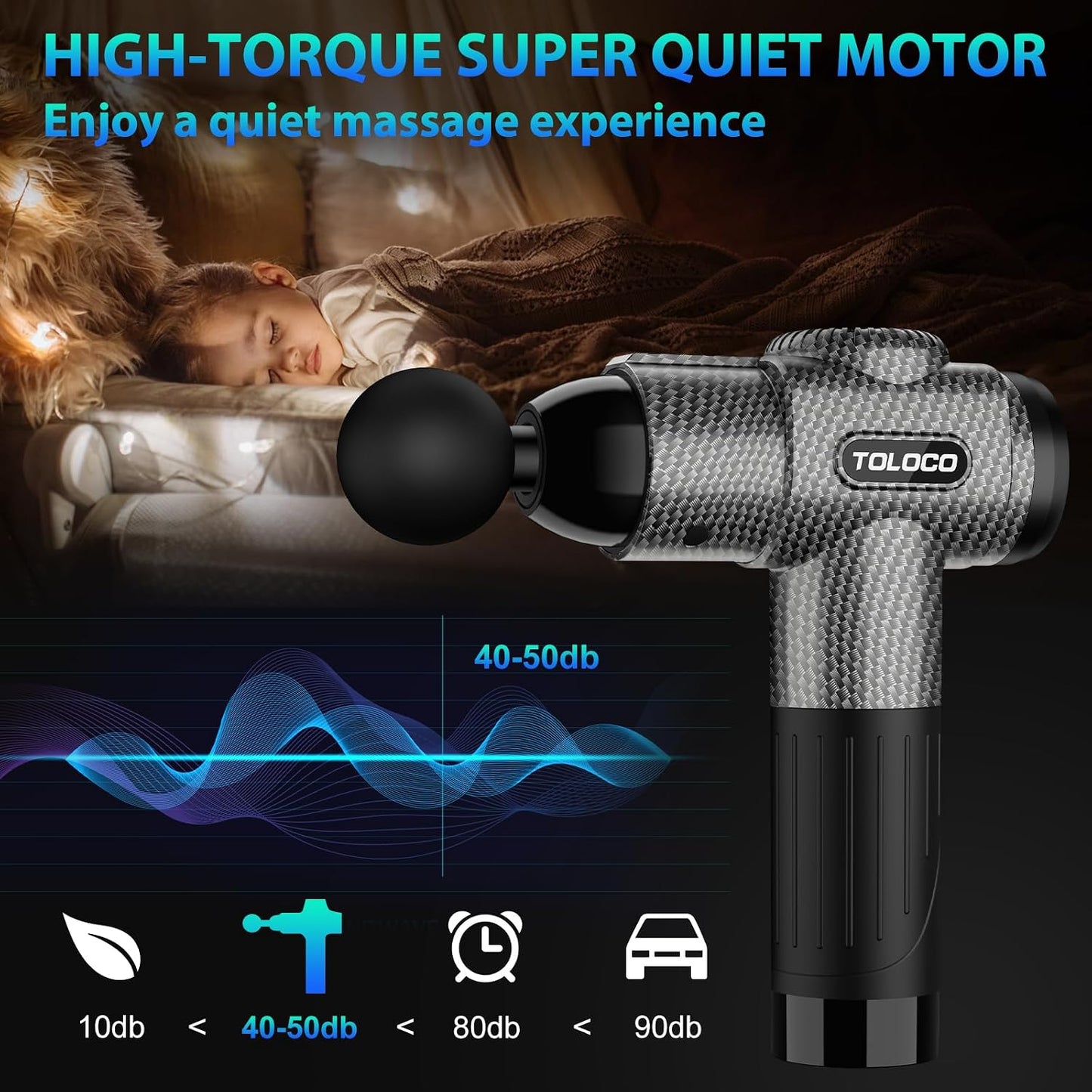 Massage Gun, Deep Tissue Back Massage for Athletes for Pain Relief, Percussion Massager with 10 Massages Heads & Silent Brushless Motor, Relaxation Gifts for Men Women, Black