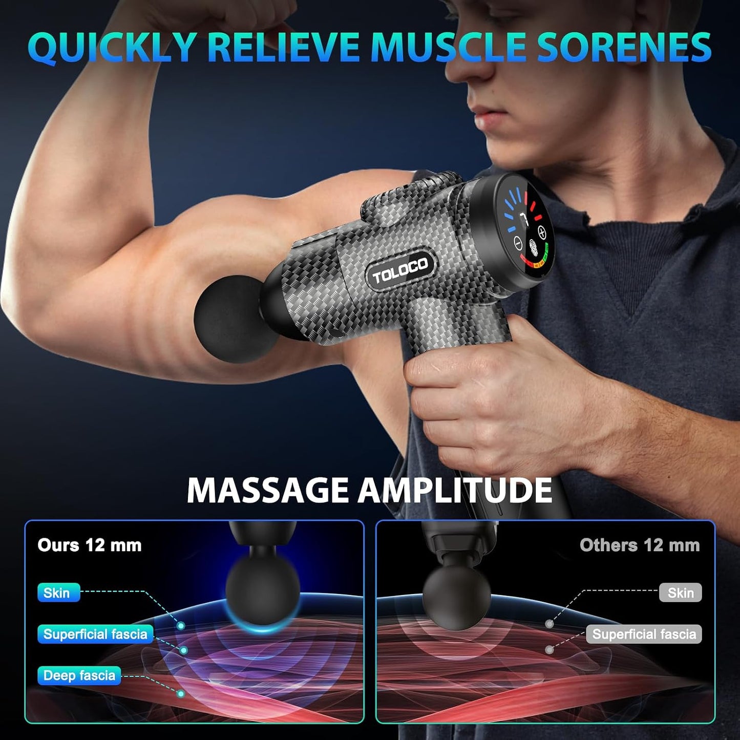 Massage Gun, Deep Tissue Back Massage for Athletes for Pain Relief, Percussion Massager with 10 Massages Heads & Silent Brushless Motor, Relaxation Gifts for Men Women, Black