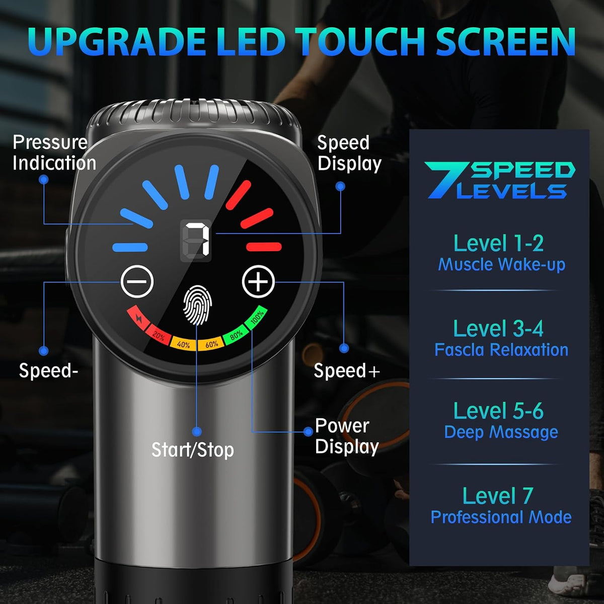 Massage Gun, Deep Tissue Back Massage for Athletes for Pain Relief, Percussion Massager with 10 Massages Heads & Silent Brushless Motor, Relaxation Gifts for Men Women, Black