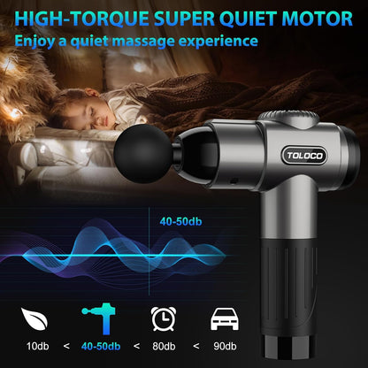 Massage Gun, Deep Tissue Back Massage for Athletes for Pain Relief, Percussion Massager with 10 Massages Heads & Silent Brushless Motor, Relaxation Gifts for Men Women, Black