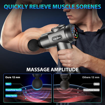 Massage Gun, Deep Tissue Back Massage for Athletes for Pain Relief, Percussion Massager with 10 Massages Heads & Silent Brushless Motor, Relaxation Gifts for Men Women, Black