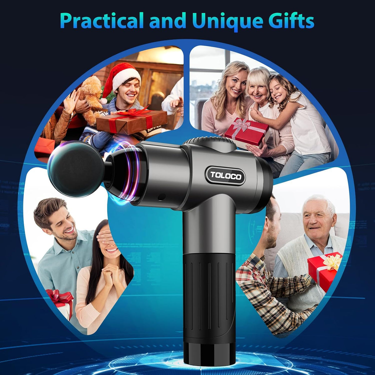 Massage Gun, Deep Tissue Back Massage for Athletes for Pain Relief, Percussion Massager with 10 Massages Heads & Silent Brushless Motor, Relaxation Gifts for Men Women, Black