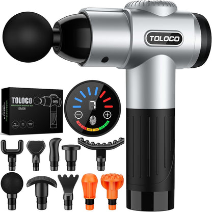 Massage Gun, Deep Tissue Back Massage for Athletes for Pain Relief, Percussion Massager with 10 Massages Heads & Silent Brushless Motor, Relaxation Gifts for Men Women, Black