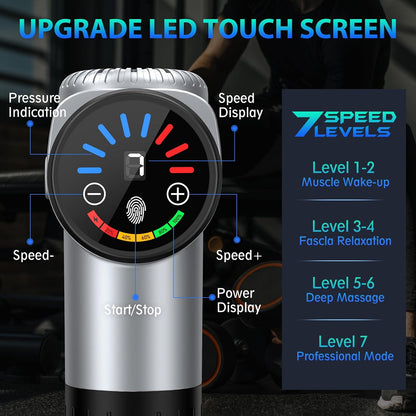 Massage Gun, Deep Tissue Back Massage for Athletes for Pain Relief, Percussion Massager with 10 Massages Heads & Silent Brushless Motor, Relaxation Gifts for Men Women, Black