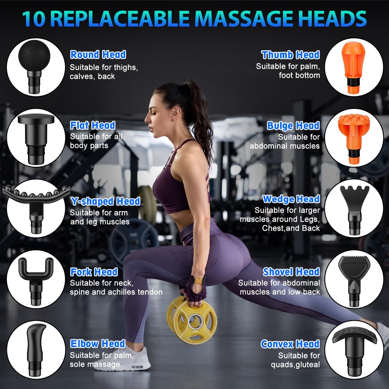 Massage Gun, Deep Tissue Back Massage for Athletes for Pain Relief, Percussion Massager with 10 Massages Heads & Silent Brushless Motor, Relaxation Gifts for Men Women, Black