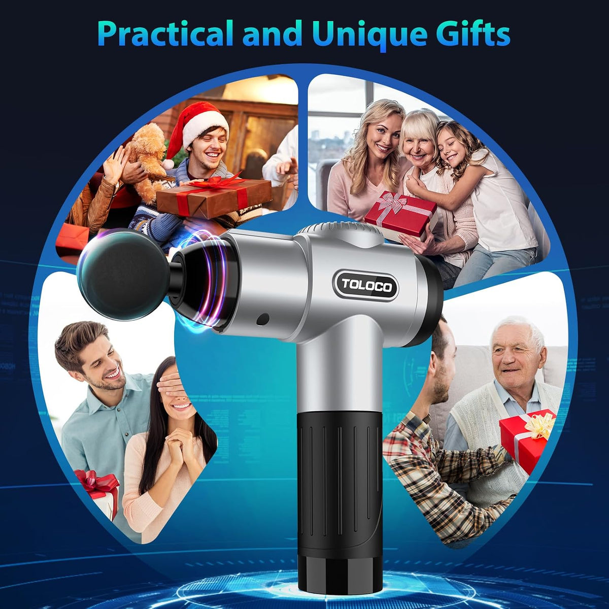 Massage Gun, Deep Tissue Back Massage for Athletes for Pain Relief, Percussion Massager with 10 Massages Heads & Silent Brushless Motor, Relaxation Gifts for Men Women, Black