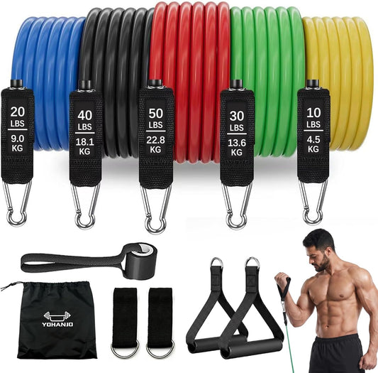 Resistance Bands with Handles, Workout Bands, Exercise Resistance Bands Set for Men & Women, Fitness Bands for Resistance Training, Physical Therapy, Home Workout Set