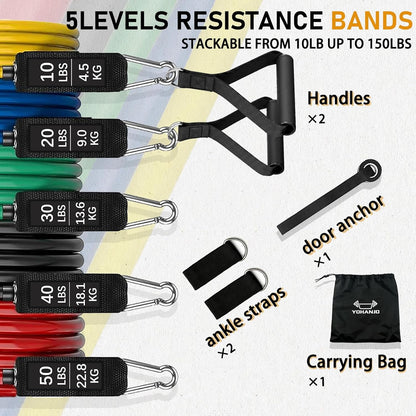 Resistance Bands with Handles, Workout Bands, Exercise Resistance Bands Set for Men & Women, Fitness Bands for Resistance Training, Physical Therapy, Home Workout Set