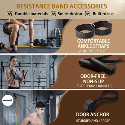 Resistance Bands with Handles, Workout Bands, Exercise Resistance Bands Set for Men & Women, Fitness Bands for Resistance Training, Physical Therapy, Home Workout Set