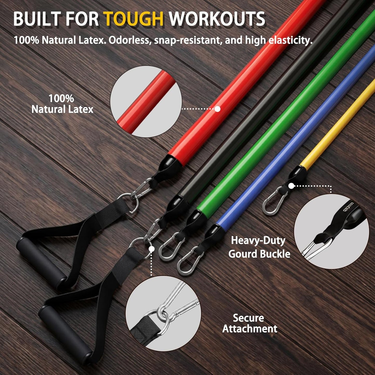 Resistance Bands with Handles, Workout Bands, Exercise Resistance Bands Set for Men & Women, Fitness Bands for Resistance Training, Physical Therapy, Home Workout Set