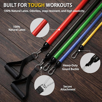 Resistance Bands with Handles, Workout Bands, Exercise Resistance Bands Set for Men & Women, Fitness Bands for Resistance Training, Physical Therapy, Home Workout Set
