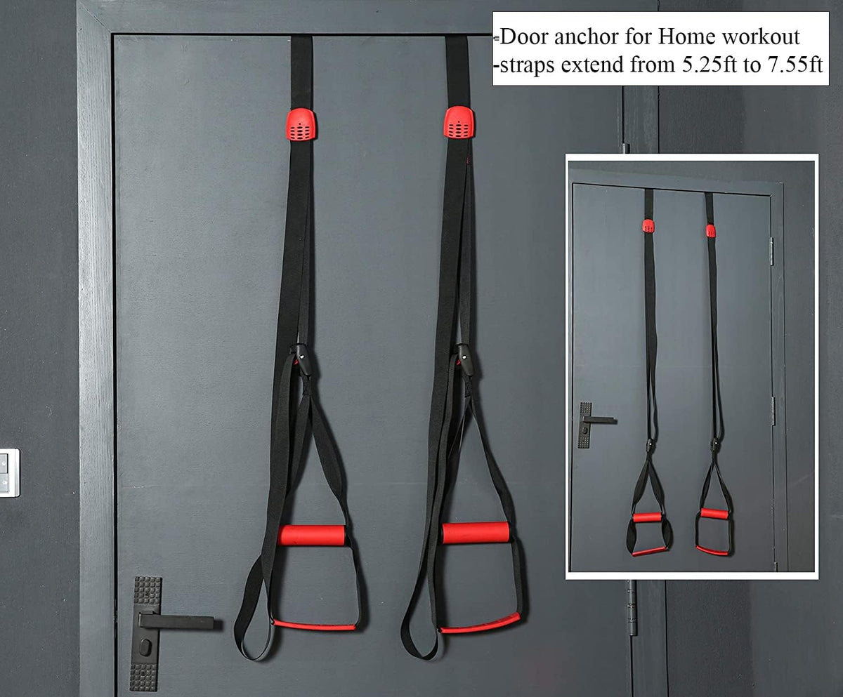Training All-in-One Suspension Trainer Exercise Equipment Bundle,Bodyweight Fitness Resistance Trainer Kit with Pro Straps for Door Pull up Bar, Anchor Point for Complete Body Workouts V1