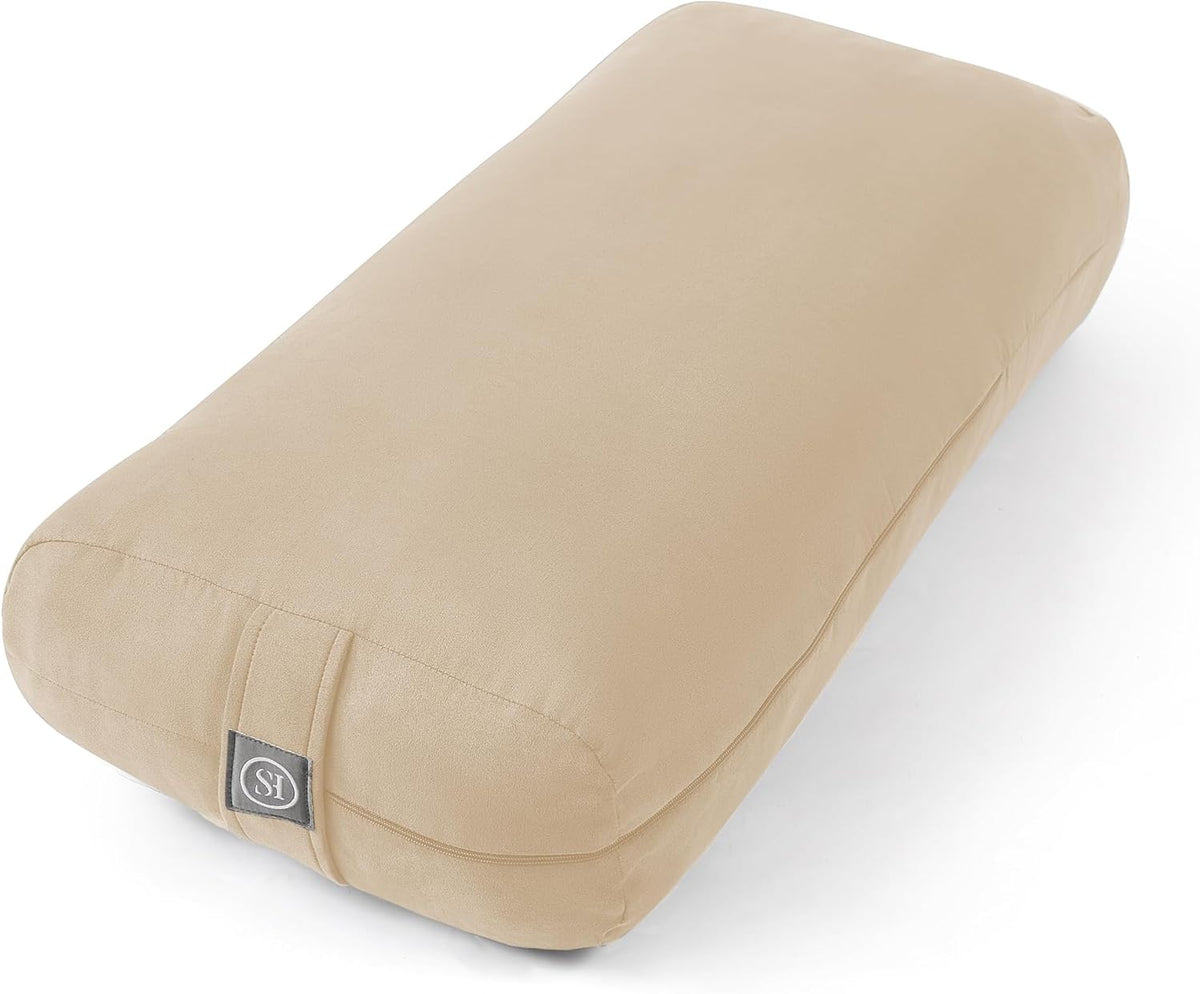 Meditation Cushion Bolster Pillow for Restorative Yoga – Supportive Cushion for Meditation, Pilates, and Relaxation – Filled with Buckwheat Hulls - Removable Cover