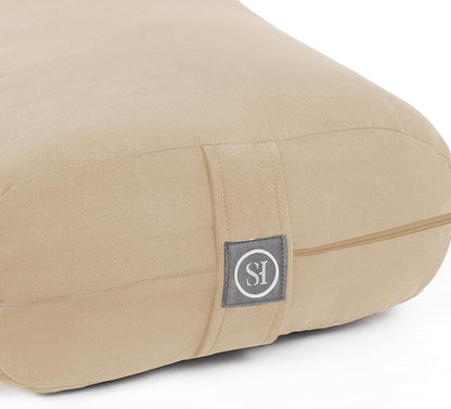 Meditation Cushion Bolster Pillow for Restorative Yoga – Supportive Cushion for Meditation, Pilates, and Relaxation – Filled with Buckwheat Hulls - Removable Cover