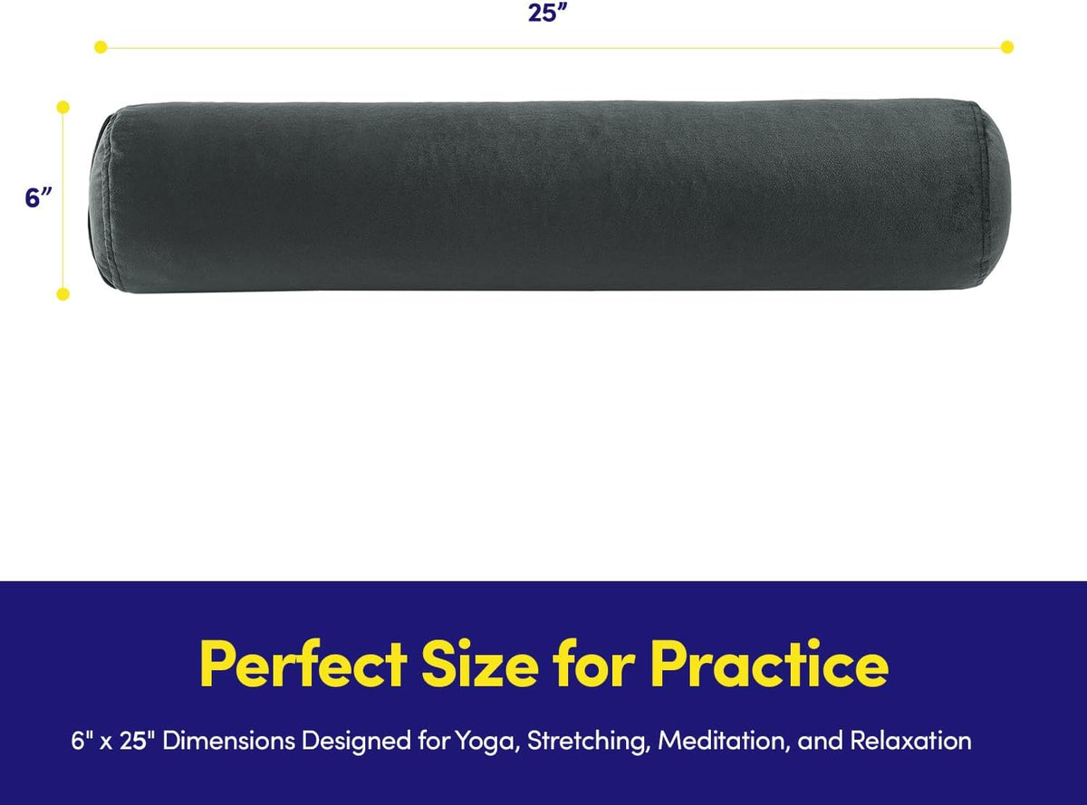 Meditation Cushion Bolster Pillow for Restorative Yoga – Supportive Cushion for Meditation, Pilates, and Relaxation – Filled with Buckwheat Hulls - Removable Cover