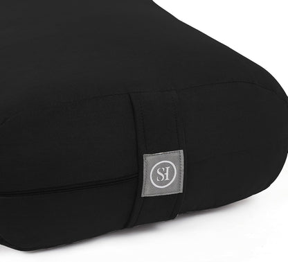 Meditation Cushion Bolster Pillow for Restorative Yoga – Supportive Cushion for Meditation, Pilates, and Relaxation – Filled with Buckwheat Hulls - Removable Cover