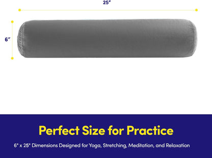 Meditation Cushion Bolster Pillow for Restorative Yoga – Supportive Cushion for Meditation, Pilates, and Relaxation – Filled with Buckwheat Hulls - Removable Cover