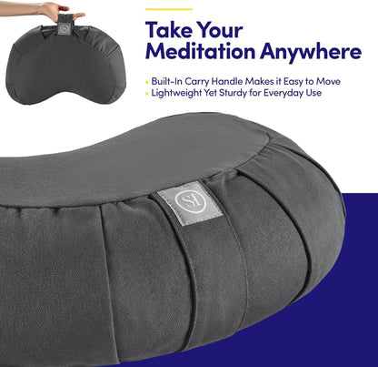 Meditation Cushion Bolster Pillow for Restorative Yoga – Supportive Cushion for Meditation, Pilates, and Relaxation – Filled with Buckwheat Hulls - Removable Cover
