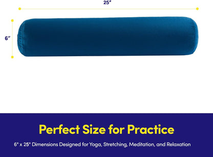Meditation Cushion Bolster Pillow for Restorative Yoga – Supportive Cushion for Meditation, Pilates, and Relaxation – Filled with Buckwheat Hulls - Removable Cover