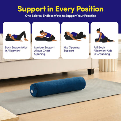 Meditation Cushion Bolster Pillow for Restorative Yoga – Supportive Cushion for Meditation, Pilates, and Relaxation – Filled with Buckwheat Hulls - Removable Cover