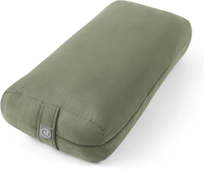 Meditation Cushion Bolster Pillow for Restorative Yoga – Supportive Cushion for Meditation, Pilates, and Relaxation – Filled with Buckwheat Hulls - Removable Cover