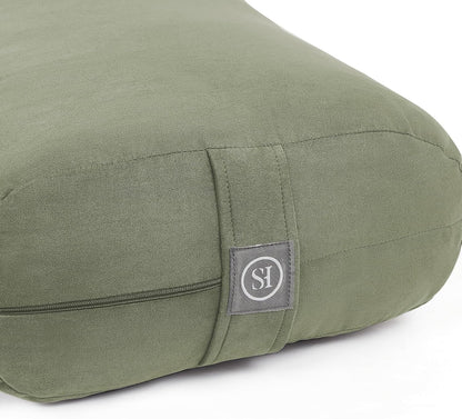 Meditation Cushion Bolster Pillow for Restorative Yoga – Supportive Cushion for Meditation, Pilates, and Relaxation – Filled with Buckwheat Hulls - Removable Cover
