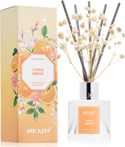 Reed Diffuser Set,3.38 fl oz (100 ml) - Clean Linen Oil Diffusers with 8 Reed Sticks,Home Fragrance Reed Diffuser for Bathroom Shelf Decor