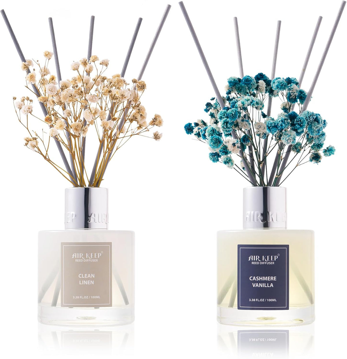 Reed Diffuser Set,3.38 fl oz (100 ml) - Clean Linen Oil Diffusers with 8 Reed Sticks,Home Fragrance Reed Diffuser for Bathroom Shelf Decor