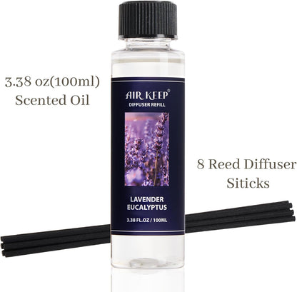 Reed Diffuser Set,3.38 fl oz (100 ml) - Clean Linen Oil Diffusers with 8 Reed Sticks,Home Fragrance Reed Diffuser for Bathroom Shelf Decor