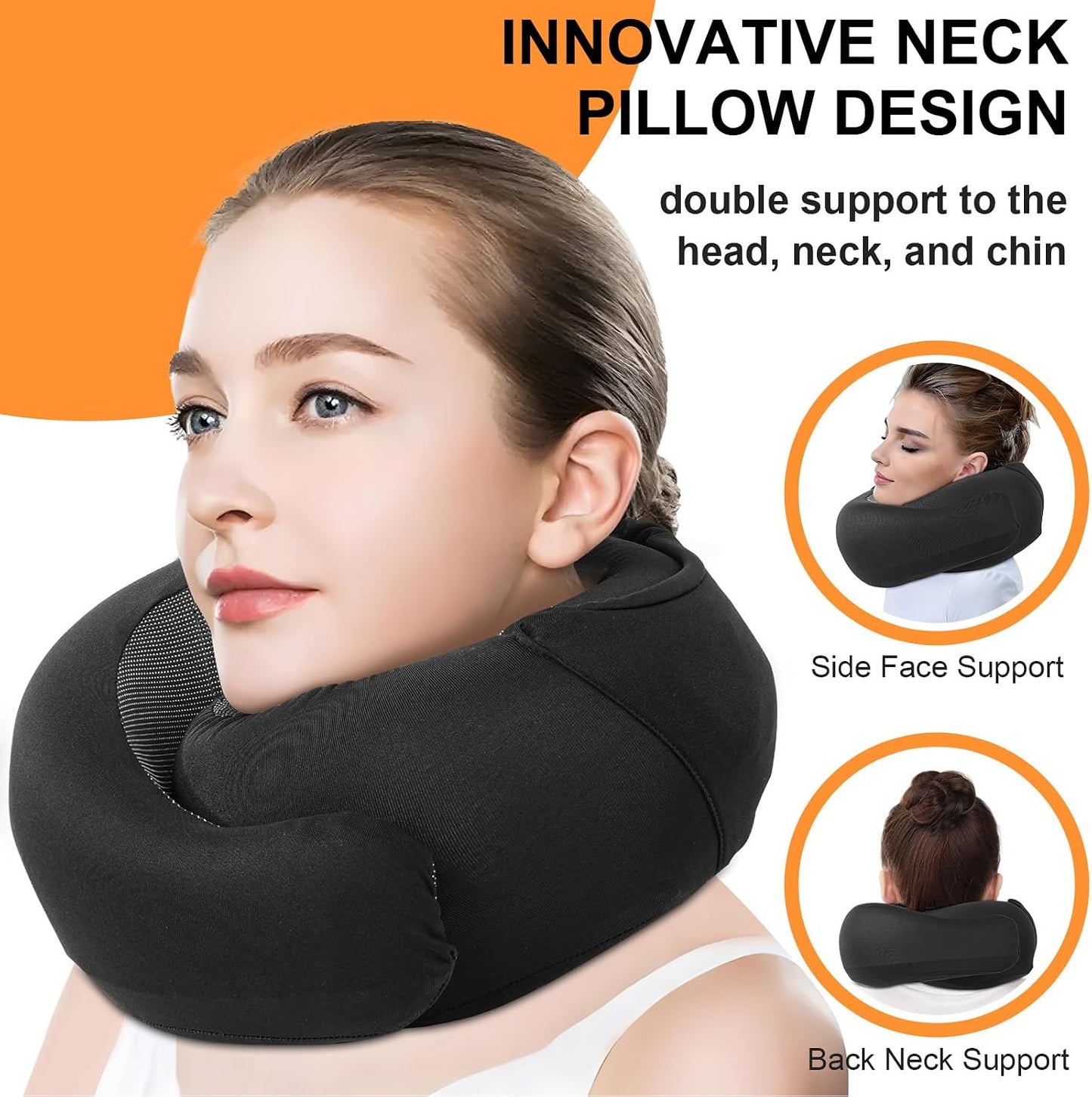Travel Pillow - Hooded Neck Pillow Airplane Memory Foam Filling