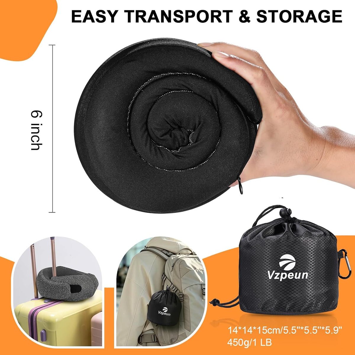 Travel Pillow - Hooded Neck Pillow Airplane Memory Foam Filling