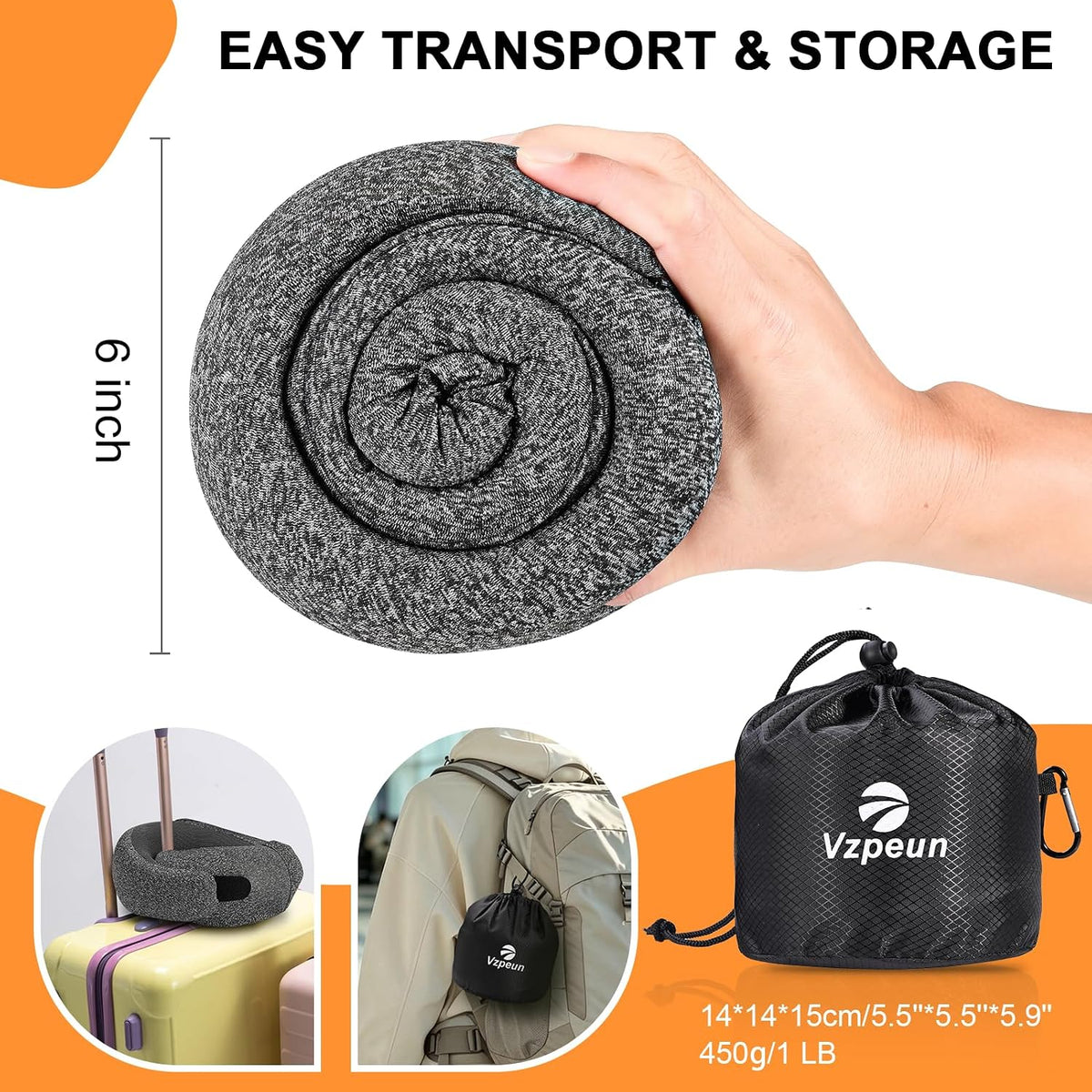 Travel Pillow - Hooded Neck Pillow Airplane Memory Foam Filling