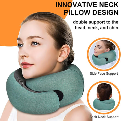 Travel Pillow - Hooded Neck Pillow Airplane Memory Foam Filling