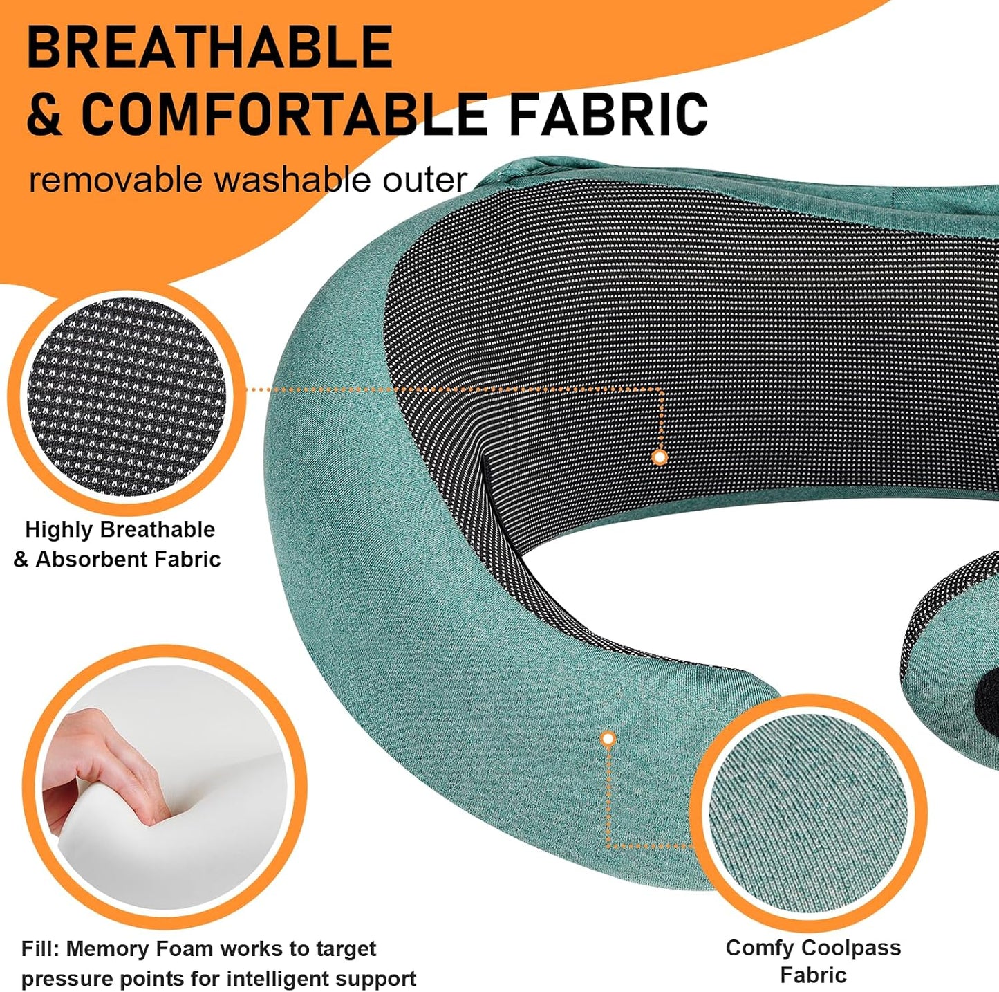 Travel Pillow - Hooded Neck Pillow Airplane Memory Foam Filling
