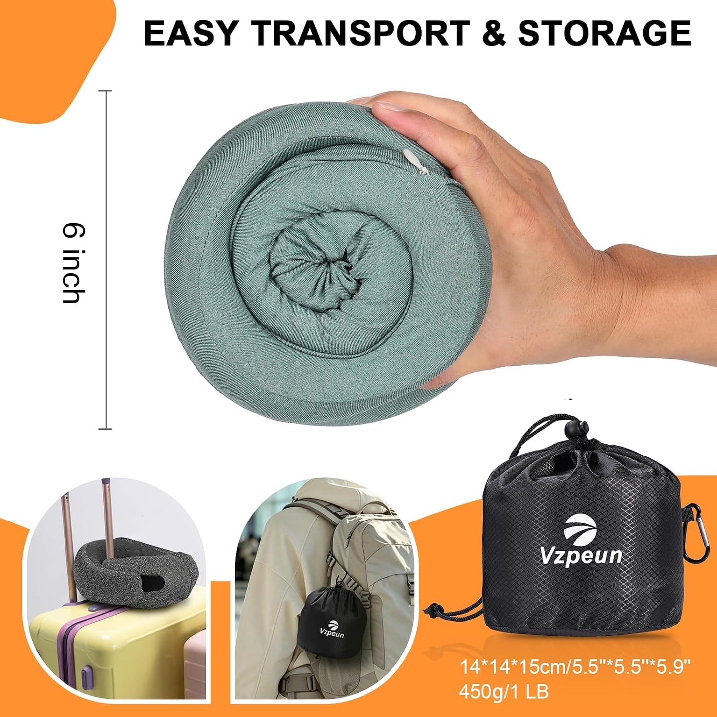 Travel Pillow - Hooded Neck Pillow Airplane Memory Foam Filling