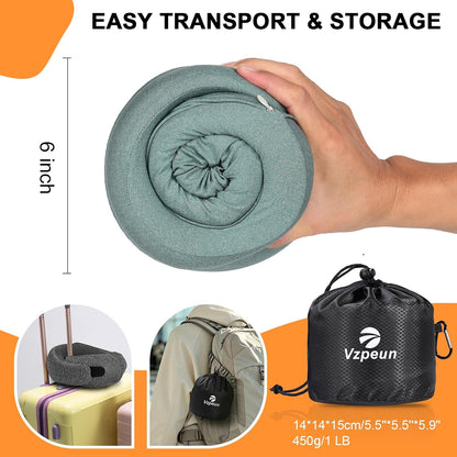 Travel Pillow - Hooded Neck Pillow Airplane Memory Foam Filling