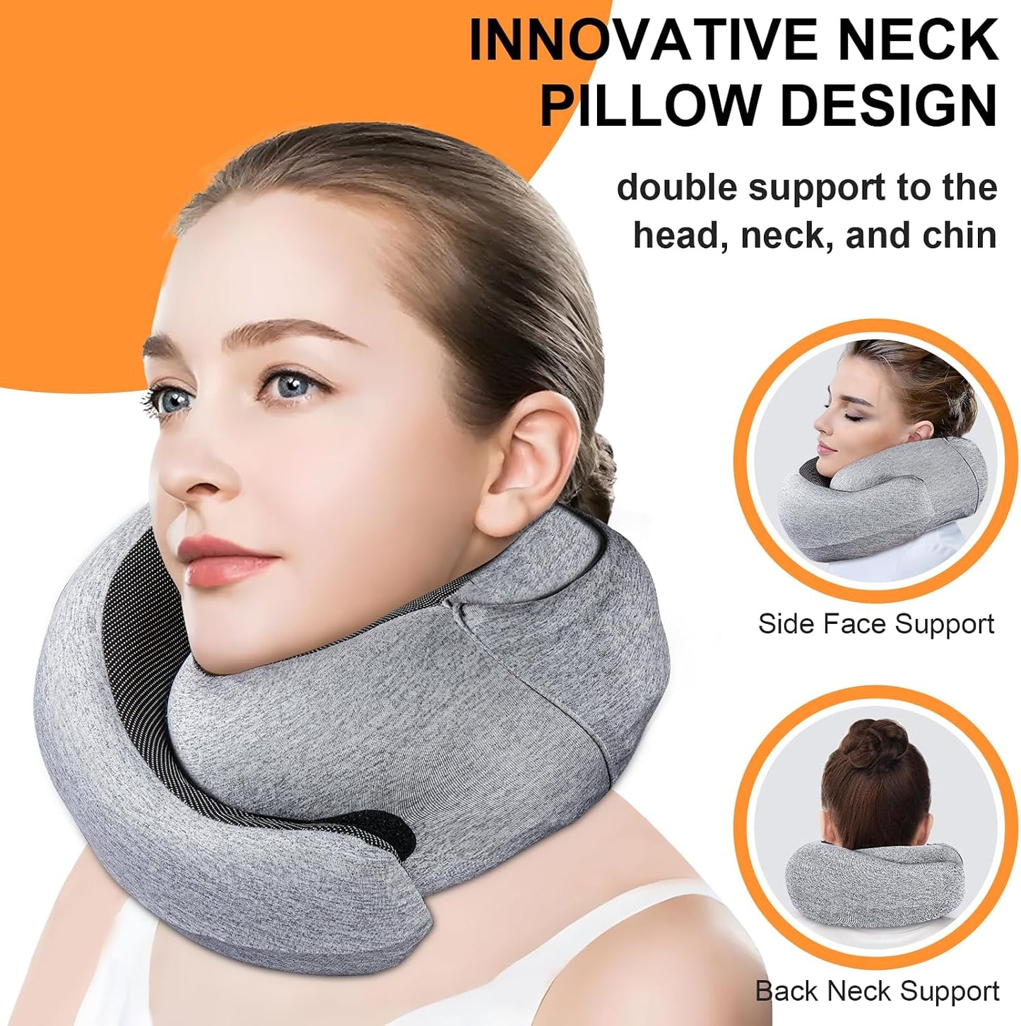 Travel Pillow - Hooded Neck Pillow Airplane Memory Foam Filling