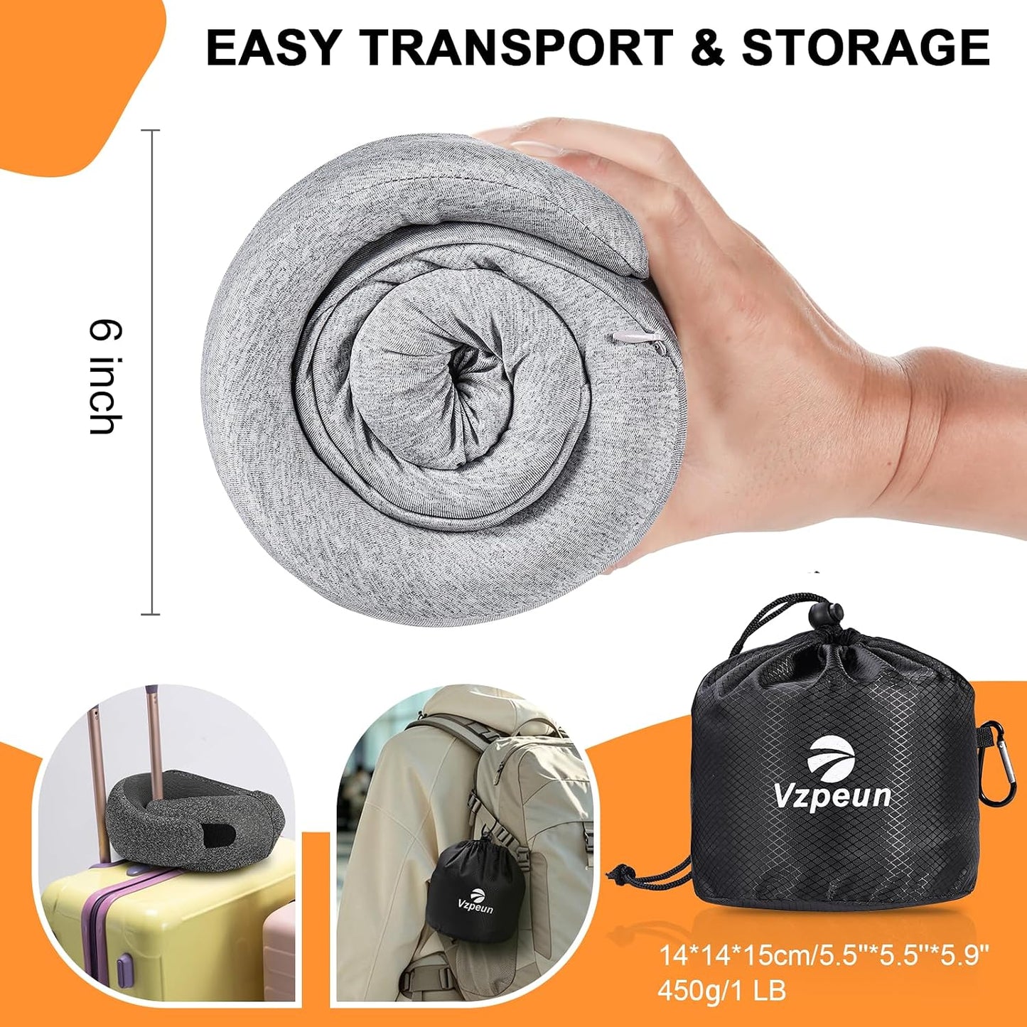 Travel Pillow - Hooded Neck Pillow Airplane Memory Foam Filling
