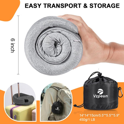 Travel Pillow - Hooded Neck Pillow Airplane Memory Foam Filling