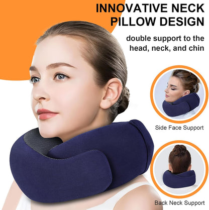 Travel Pillow - Hooded Neck Pillow Airplane Memory Foam Filling
