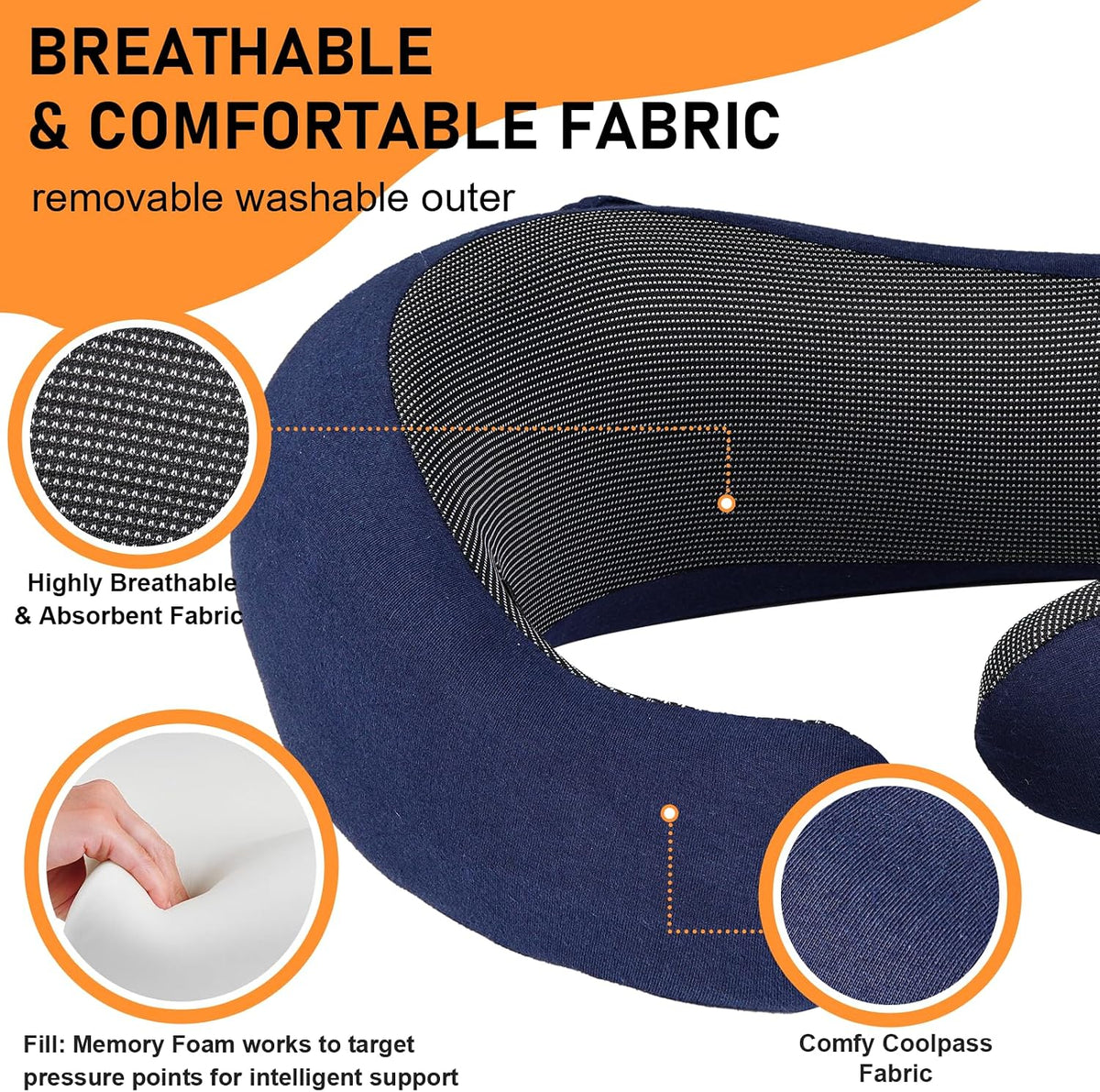 Travel Pillow - Hooded Neck Pillow Airplane Memory Foam Filling