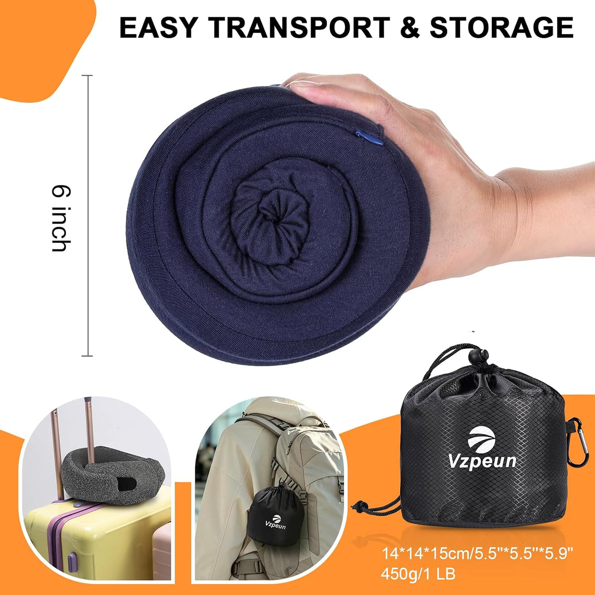Travel Pillow - Hooded Neck Pillow Airplane Memory Foam Filling