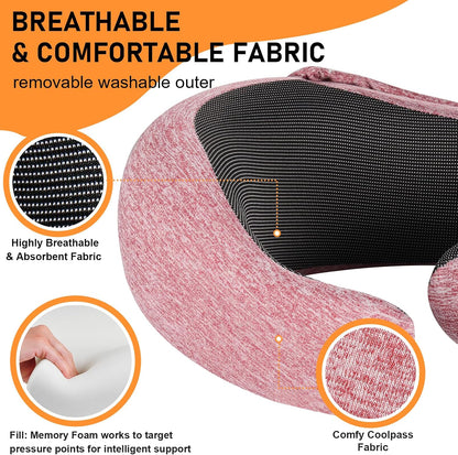 Travel Pillow - Hooded Neck Pillow Airplane Memory Foam Filling